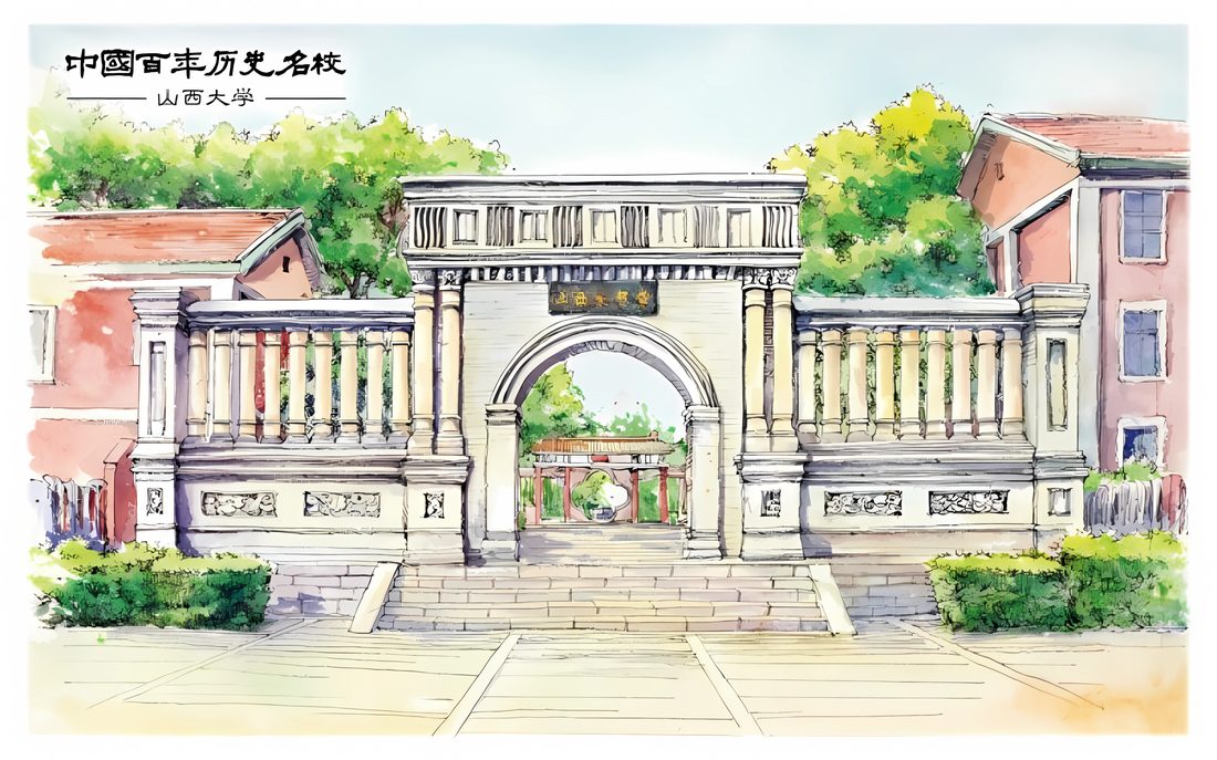 山西大学手绘校门